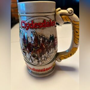Vintage 1983 Anheuser -Busch Budweiser Clydesdales Wheatland Ceramic Beer Stein